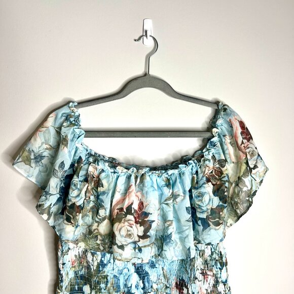 Baltic Born Amalfi Smocked Maxi Dress in Blue Floral Romantic Wedding Sz 2XL - Picture 3 of 7